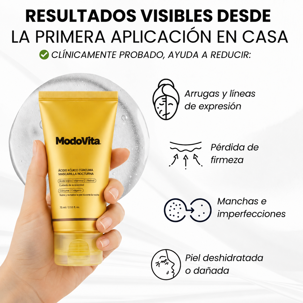 Mascarilla Facial Coreana con Cúrcuma y Colágeno