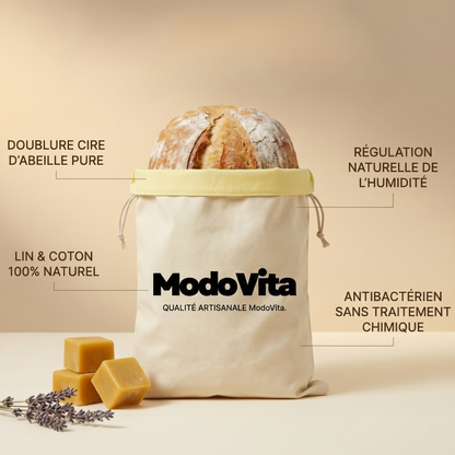 Sac à Pain en Cire d'Abeille Modovita — Format 30 x 40 cm